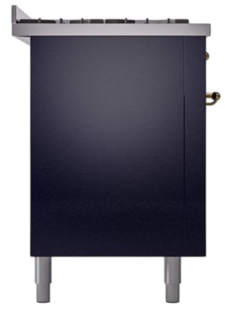 Ilve® Nostalgie II Noblesse 60'' Midnight Blue Pro Style Dual Fuel Range with Brass Trim-2