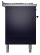 Ilve® Nostalgie II Noblesse 60'' Midnight Blue Pro Style Dual Fuel Range with Brass Trim-2