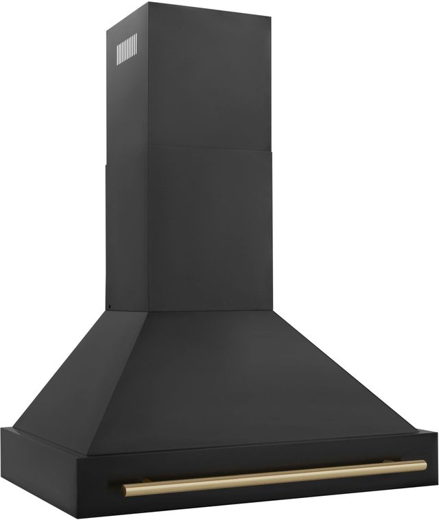 ZLINE Autograph Edition 36" Black Stainless Steel Wall Mounted Range Hood with Champagne Bronze Handle-1