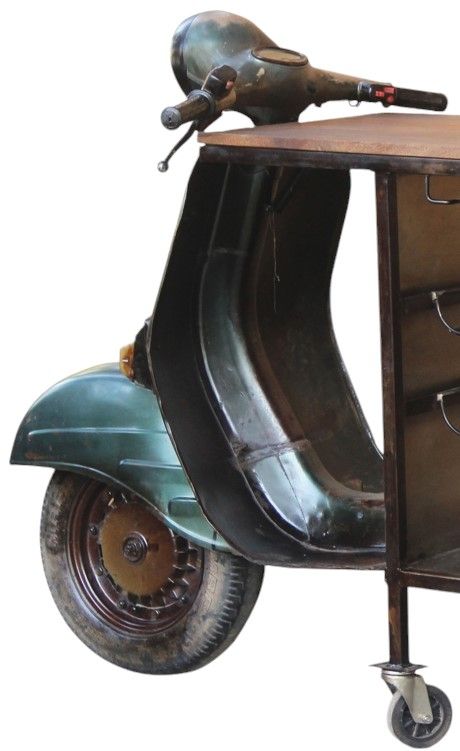 Jaipur Furniture Brown/Green Urban Scooter Bar Cart-1