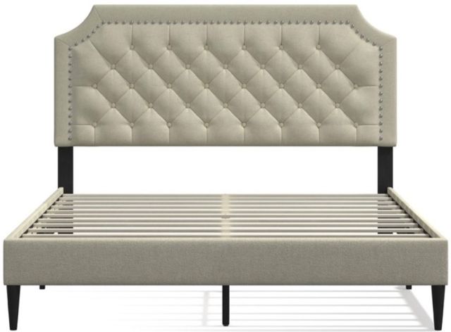 American Wholesale Furniture Hanfield Beige Queen Upholstered Bed-1