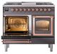 Ilve® Nostalgie II Noblesse 40'' Graphite Matte Pro Style Dual Fuel Range with Copper Trim-3