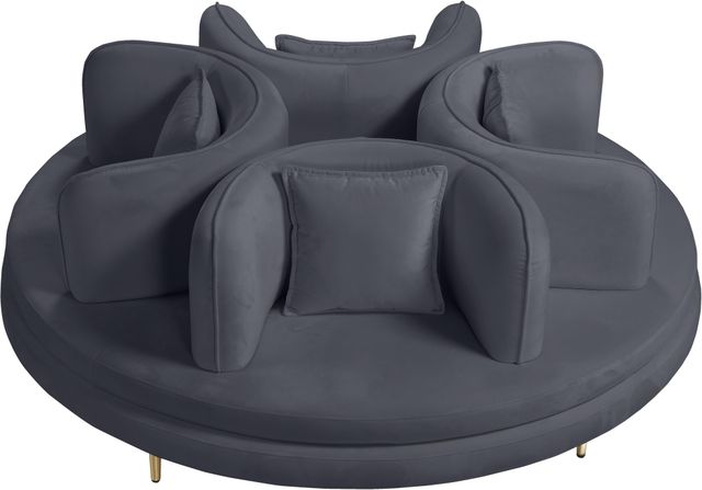 Meridian Furniture Circlet Grey Velvet Round Sofa Settee-1