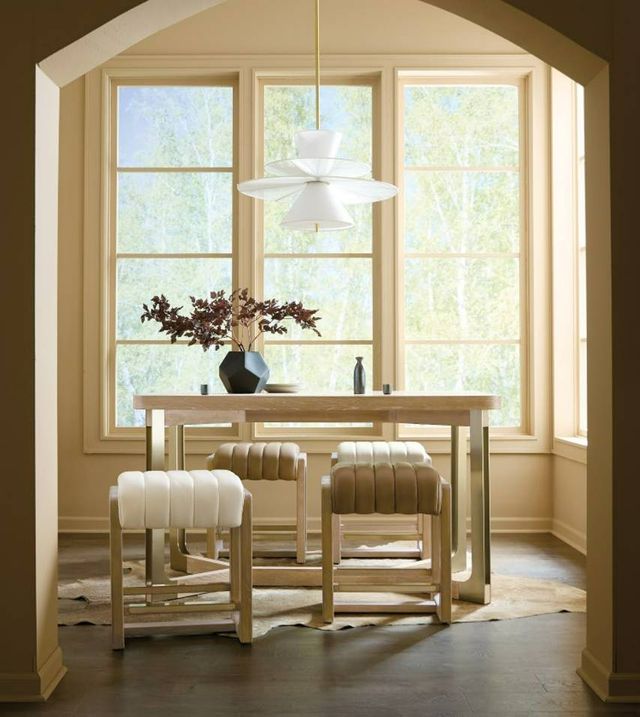 Hooker® Furniture Banyon Bay Desert Oak Counter Gathering Table with Brushed Brass Base-1
