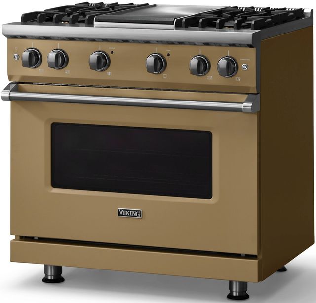 Viking® 5 Series 36" Golden Hour Pro Style Gas (NG) Range with Polished Chrome Trim-2
