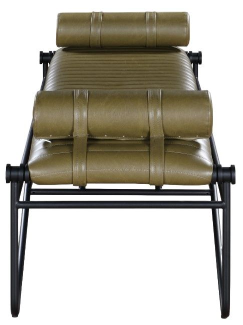 Meridian Furniture Gatsby Olive/Matte Black Vegan Leather Bench-2