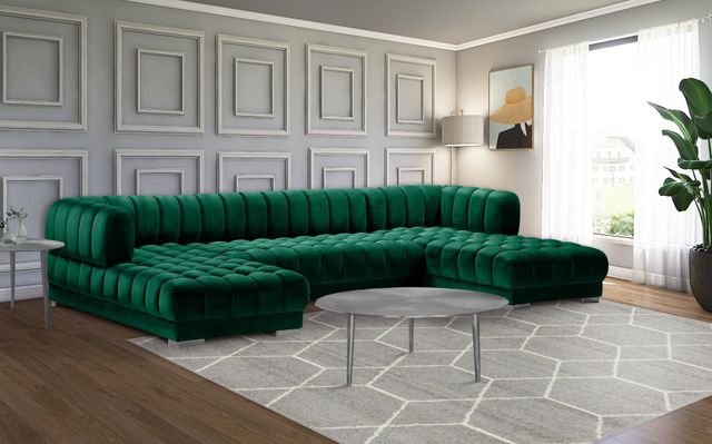 Meridian Furniture Gwen 3-Piece Green Velvet Sectional-3