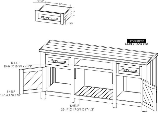 International Furniture Direct Dutton Brown Wall Unit with Electric Fireplace Insert-2