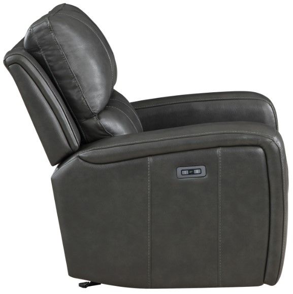 New Classic® Home Furnishings Linton Gray Leather Power Glider Recliner-2