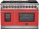 FORNO® Capriasca 48" Stainless Steel Pro Style Dual Fuel Range with Red Door-0