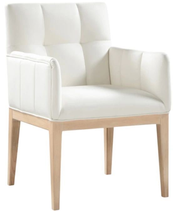 Meridian Furniture Adrian Cream/Natural Leather Upholstered Dining Arm Chair-0