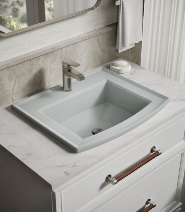 Kohler Archer® Ice Grey 22.75" Single-hole Rectangular Drop-In Bathroom Sink-2
