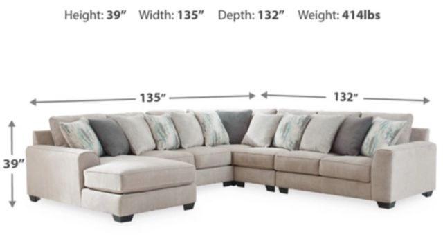 Benchcraft® Ardsley 5-Piece Pewter U-Shape Sectional and Chaise-1
