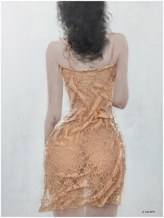 Classy Living Dramatic Lady in Beige Dress Wall Art-0