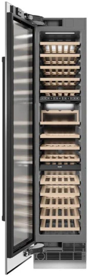 ZLINE Autograph Edition 18" 9.0 Cu. Ft. Triple Zone 68 Bottle Left Hinge Column Wine Cooler in Stainless Steel with Matte Black Accents-1