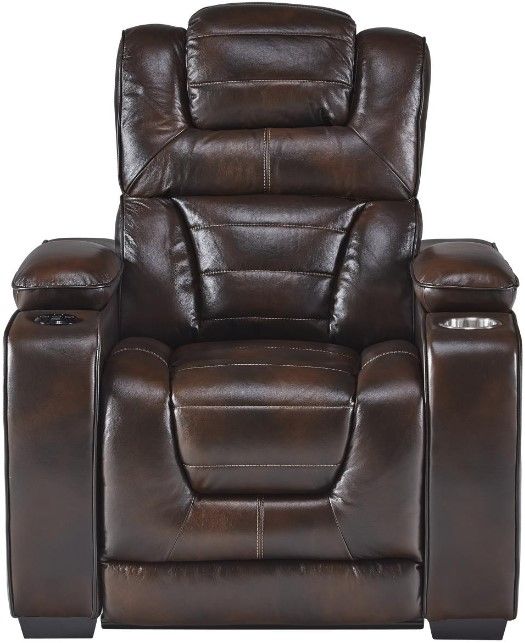 Corinthian Furniture Luke Brown Power Recliner with Headrest-0