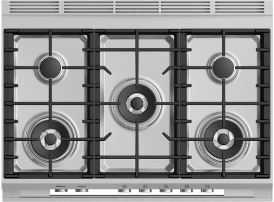 Fisher & Paykel 36" Brushed Stainless Steel with Black Glass Pro Style Natural Gas Range-2