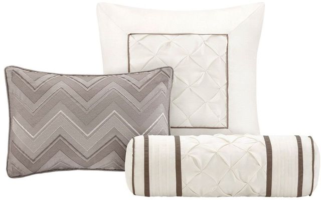 Olliix by Madison Park Laurel 7 Piece Taupe California King Tufted Comforter Set-1