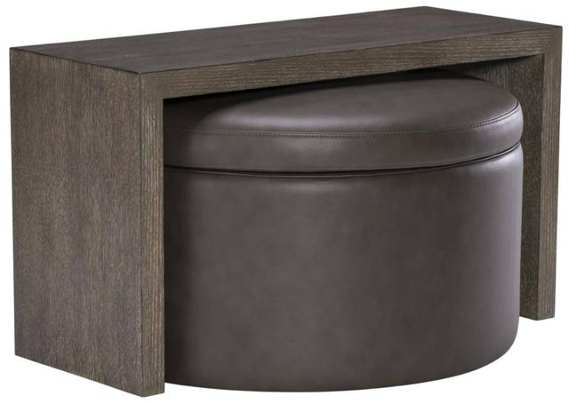 Legacy Classic Luna Miramar Mink/Ravello Earth Swivel Storage Ottoman with Wood Top Overlay-0