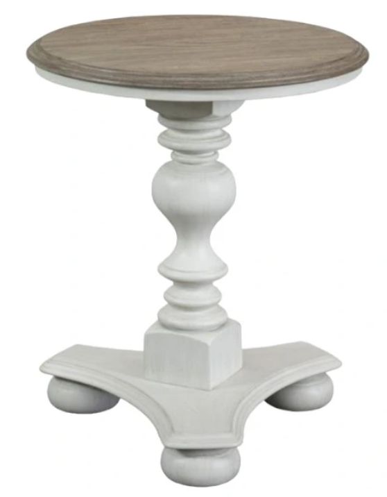 Riverside Furniture Jameson Pale Taupe Top End Table with Antique White Base-0