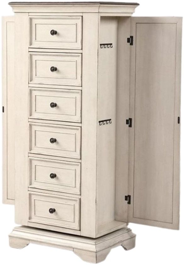 New Classic® Home Furnishings Anastasia Antique White Lingerie Swivel Chest with Mirror-2