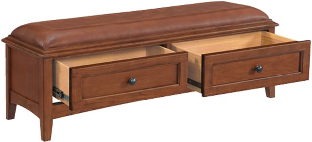 Whittier Wood® Furniture McKenzie Glazed Antique Cherry 2-Drawer Bench-2