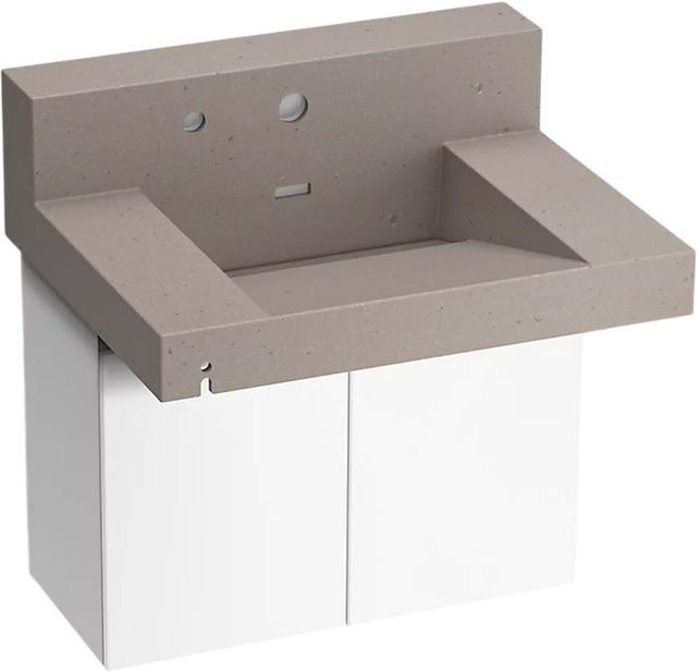 KOHLER® Constellation™ Concrete 30" Wall-Mount Lavatory System with Backsplash and White Powder-Coated Shroud-0