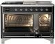 Ilve® Majestic III 48" Glossy Black Pro Style Dual Fuel Liquid Propane Range with 5 Black Brass Burners and Chrome Trim-4