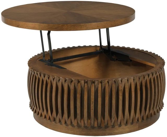 Hammary® Hidden Treasures Brown Round Lift Top Coffee Table-2