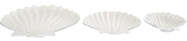 Deco Marche 3-Piece White Shell Decorative Bowl with Silver Base Set-2