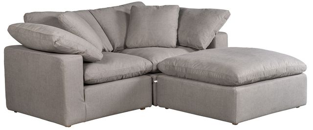 Moe's Home Collection Terra Condo Nook 3-Piece Light Grey L-Shaped Modular Sectional and Ottoman-1