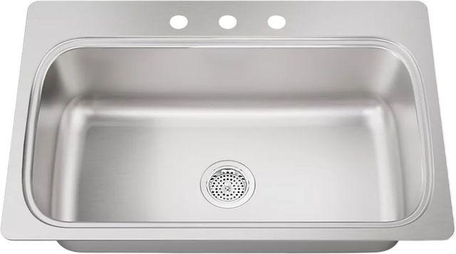 KOHLER® Verse™ Stainless Steel 33" 3-Faucet Hole Top-Mount Single-Bowl Kitchen Sink-0