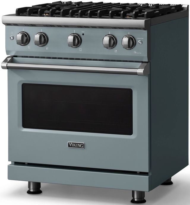 Viking® 5 Series 30" Novembery Sky Pro Style Gas (NG) Range with Polished Chrome Trim-2