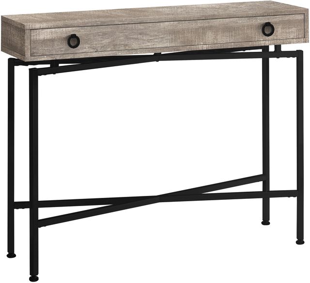 Monarch Specialties Inc. Taupe Reclaimed Wood 42"L Console Table with Black Metal Base -0