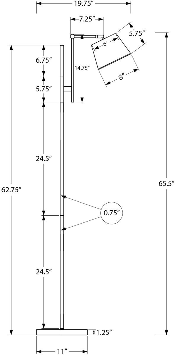Monarch Specialties Inc. Black Metal Floor Lamp-1