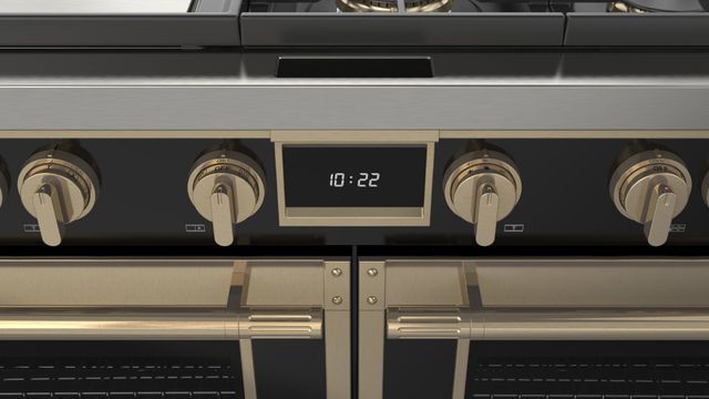 Fulgor Milano® Evoque 400 Series 60" Matte Black Pro Style Dual Fuel Hybrid Range with Brushed Brass Trim -4