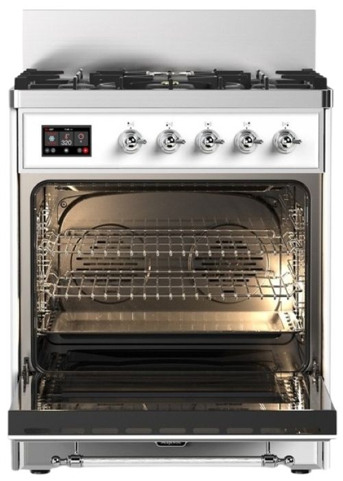 Ilve® Majestic III 30" Custom Pro Style Dual Fuel Liquid Propane Range with Solid Door and Chrome Trim-1