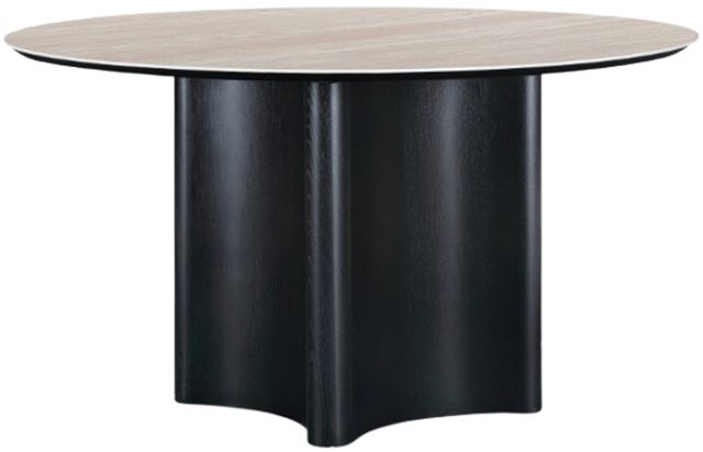 Meridian Furniture Corvina Travertine Dining Table with Black Base-0