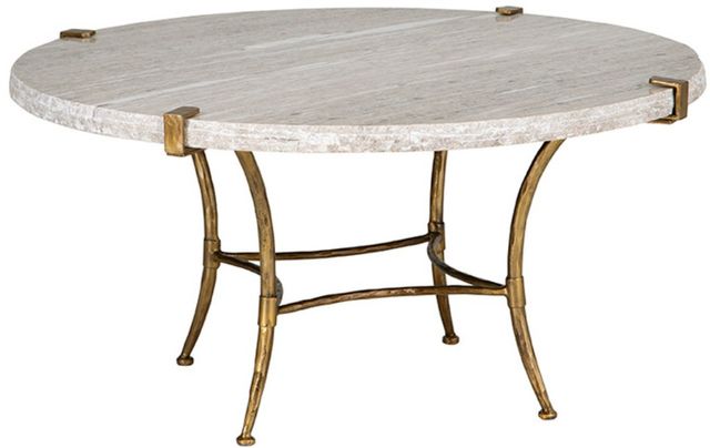 Furniture Classics Adelaide Cream/Gray Round Coffee Table with Gold Base-0