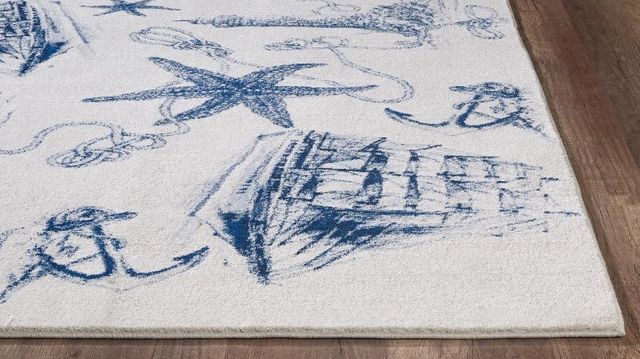 KAS Rugs Stella Ivory/Navy Coast 5'x8' Area Rug-1