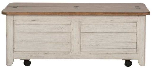 Liberty Furniture Farmhouse Reimagined Antique White/Chestnut Storage Trunk-2
