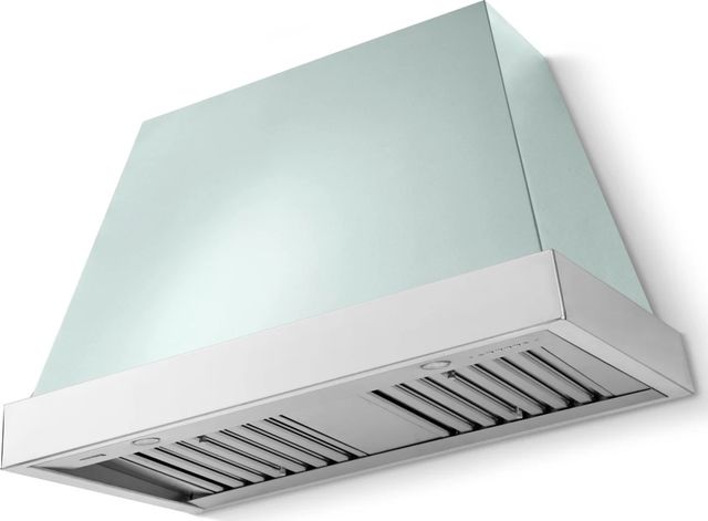 La Cornue CornuFé Euclid 44" Roquefort Wall Mounted Range Hood with Polished Chrome Trim-0