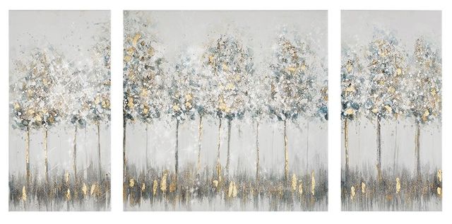 Olliix by Madison Park Winter Glaze 2 Pieces Blue and White Heavy Textured Canvas Set with Glitter Embellishment-0