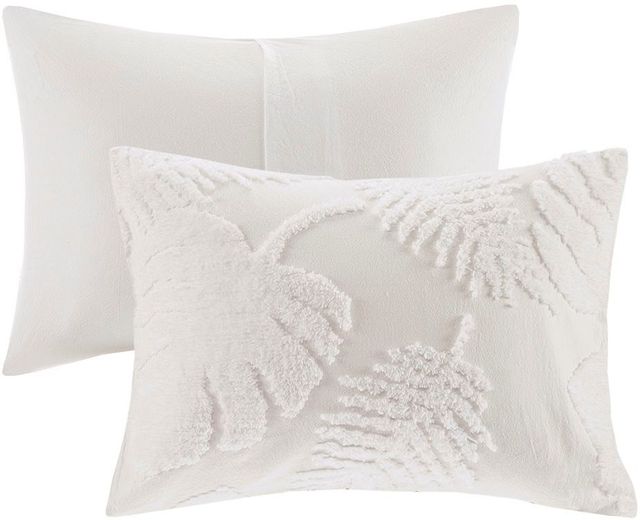 Olliix by Madison Park 3 Piece White King/California King Bahari Tufted Cotton Chenille Palm Coverlet Set-1