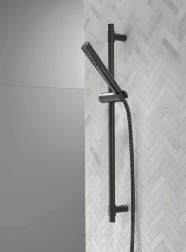 Delta Universal Showering Matte Black Premium Single-Setting Slide Bar Hand Shower-1