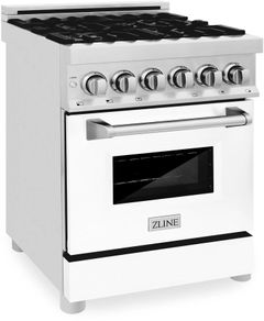 ZLINE 24" Stainless Steel Pro Style Dual Fuel Range with White Matte Door