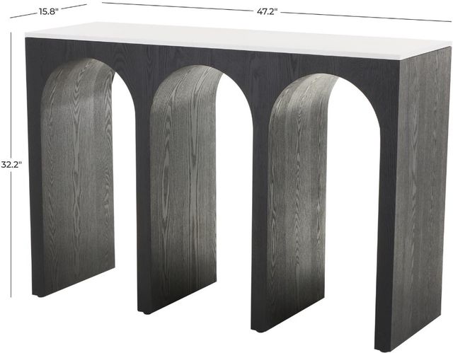 Deco Marche White Arched Cutout Console Table with Black Base-2