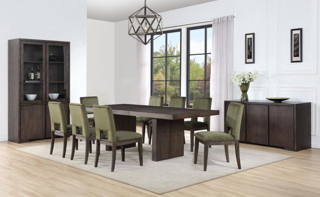 Steve Silver Co. Evan 7-Piece Green/Walnut Dining Table Set-1