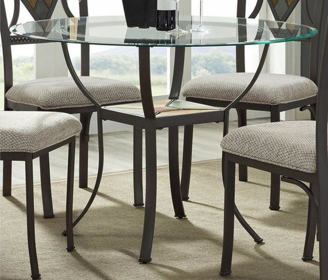 Bernards Diamond Glass Top Dining Table with Brown Metal Base-0