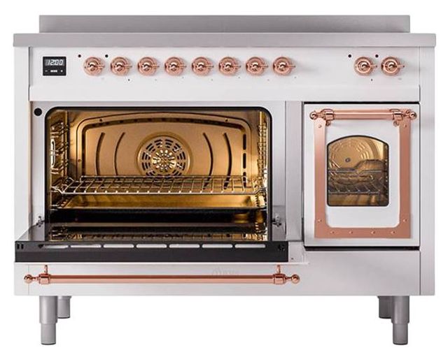 Ilve® Nostalgie II Noblesse 48'' White Pro Style Induction Range with Copper Trim-3